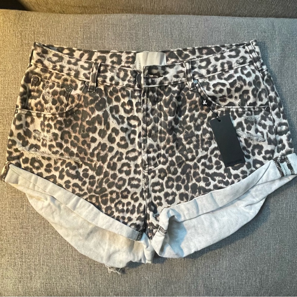 One Teaspoon  Leopard Print Jean Shorts
